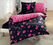 Zestaw komplet pościel playboy 160x200 różowy czarny kr