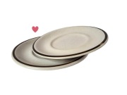 Zestaw 2 talerzyków – kremowe z brązowym rantem minimalistyczne