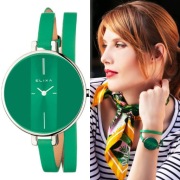 Elixa Finesse zegarek Apart 38 mm zielony skóra Nowy + pudełko prezent 410