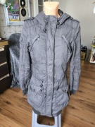 EDC by Esprit kurtka parka damska przejściowa M długa szara kaptur 