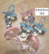 Smoczki dekoracyjne różowe niebieskie ozdoba baby shower chrzest narodziny