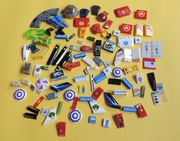 Mix elementów Lego z nadrukiem i naklejką 