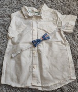 Biała koszula z krótkim rękawem plus mucha w kratę komplet H&M 92 nowe