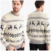 Sweter świąteczny męski beżowy w renifery XL