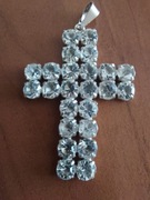 Srebrna, pr.925, duża 11g zawieszka, krzyż, cyrkonie