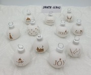 Stojaczki na imiona bombki szklane biało-złote 