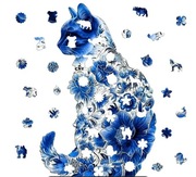 Puzzle Drewniane Niebieski Kotek nowe układanka dla dzieci dorosłych wooden