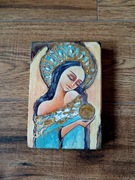 Ręcznie wykonana ikona ANIOŁ STRÓŻ drewno