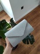 kopertówka srebrna błyszcząca wizytowa elegancka łańcuszek pasek torebka