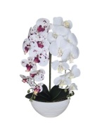 Sztuczny Storczyk gumowy w Doniczce Dwa Pędy Orchidea Dekoracja Biały