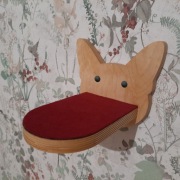 Stopień Step ścienny dla kota – sklejka brzozowa, głowa kota, welur