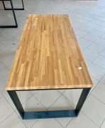 Stół, biurko dębowe 4cm grubości, na metalowych nogach, lite drewno,