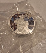 SAMURAJ Starożytni wojownicy Koloryzowana srebrna moneta 1 Oz Fidżi 2022