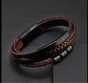 Bransoletka skórzana męska brązowa prezent dzień Ojca dzień Taty