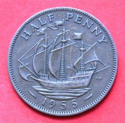 Half Penny   1955  r -     Anglia     Żaglowiec 