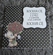 Kartka walentynkowa ręcznie robiona  miś