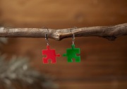 Kolczyki akrylowe - Puzzle, rękodzieło