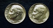 10 CENT--ROOSEVELT--1974-P-- 10 cent--1980 D--USA--- 2 MONETY