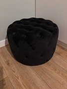 Pufa okrągła puf ława tapicerowania welur czarna 
