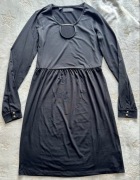 Sukienka damska czarna 34 elegancka dżersej długi rękaw