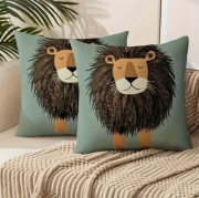 Poszewka na poduszkę, słodki lew, turkusowe tło, 50x50cm,1szt.(wysyłka 12h)