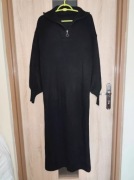 90 Czarna długa sweterkowa sukienka ze stójką rozmiar 46