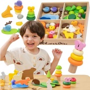 VIGA Drewniane Klocki Kolorowe Leśne Opowieści