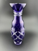 Wazon kryształowy Bohemia fioletowy szkło warstwowe szlifowany