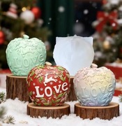 JABŁKO "LOVE" Świąteczna forma silikonowa 7.5*8.2 do odlewów Świec Gipsu 