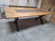 Stół dębowy, monolit, stalowe nogi