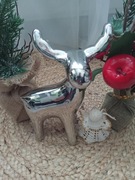 Srebrny RENIFEREK figurka ceramiczna NA PREZENT ŚWIĘTA BOŻE NARODZENIE