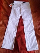 Teddy Smith pipper slim satin blanc 202 size 25 białe spodnie z połyskiem 