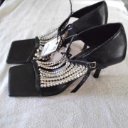 Nowe czarne szpilki - sandały ozdobne ZARA rozmiar 40