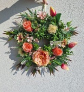 Wianek całoroczny z różami, wianek wiosenny na drzwi,stół