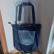 Nowa torebka torba zakupowa z jeansu-szoperka zapinana na zamek-rękodzieło