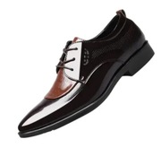 Męskie buty wizytowe, szpiczaste, skórzane eleganckie brąz 40 EU