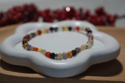 Bransoletka ametyst, turmalin, agat ognisty, blackstone, mix kamieni