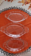 Trzy owalne szklane półmiski vintage