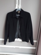 Czarna damska marynarka żakiet na zamek z poduszkami w ramionach XS S 