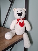 Miś maskotka serce z sercem prezent walentynki dzień babci ręcznie robiony