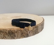 Bransoletka ryps elastyczny kokarda wstążka granat złote serce talizman