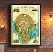 Stary plan Miasta Krakowa 1888r.70x50cm