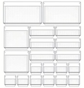 Zestaw organizerów do szuflad 4 rozmiary przezroczyste 20 elementów