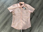 Nowa koszula letnia z krótkim rękawem Bytom slim fit Len bawełna rozmiar M