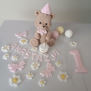 Miś na tort roczek figurki dekoracje cukrowe 