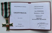 Krzyż Bataliony Chłopskie + legitymacja