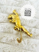 Piękna duża złota broszka Jaguar dziki kot kuguar
