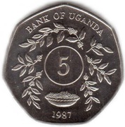 UGANDA 5 szylingów 1987, KM# 29,  UNC