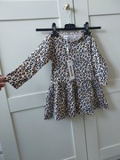 Sukienka Bawełniana 86–92 | 18–24 m | Kolorowa Panterka | Długi Rękaw