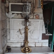 Sprawna duża=ciężka lampa naftowa=wys.85 cm 